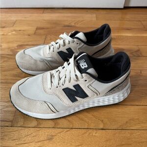 New Balance X70 Women’s Cream and Black Sneakers with Leopard